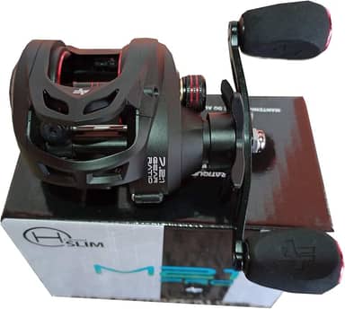 Carretilha Albatroz Fishing M21Pro Black Red - Esquerda