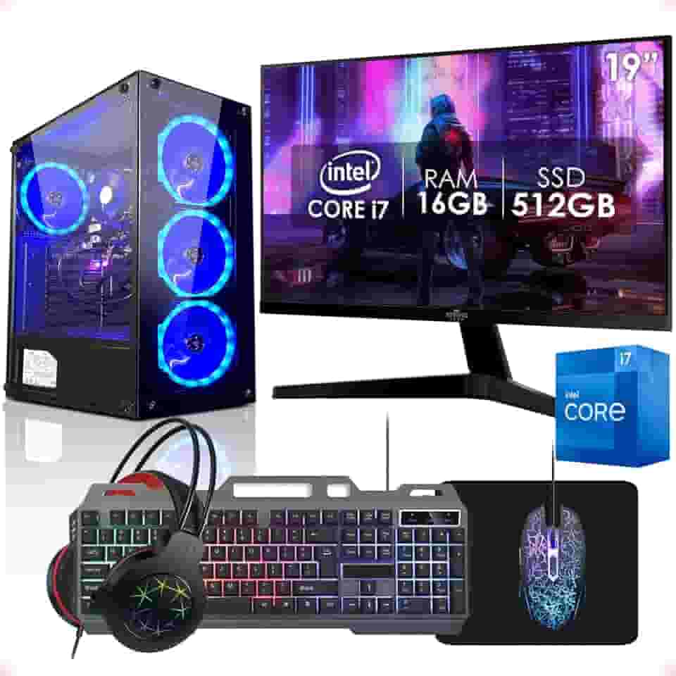 PC Gamer Completo Intel Core i7 16GB SSD 512GB Monitor 19" Kit Gamer Fonte 400W Strong Tech