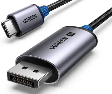 UGREEN Cabo USB C para DisplayPort 1.4 8K a 60 Hz 4K a 240 Hz Thunderbolt 4/3 para cabo DisplayPort USB C para DP 1.4 32,4 Gbps trançado compatível com iPhone 15, MacBook Pro/Air, iPad, Mac M