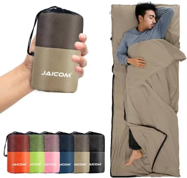 JAICOM Forro de saco de dormir, lençóis de viagem e saco de dormir para adultos, saco de dormir de verão ultraleve e portátil - ideal para mochilão, hotéis e pousadas, viagens de negócios, acampamento