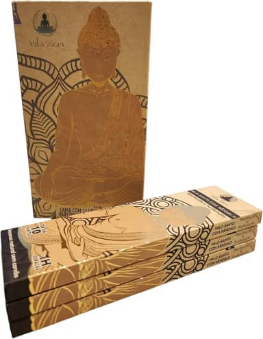Incenso Natural Vila Zen Buda, Kit com 3 Caixas (palo santo com sândalo)