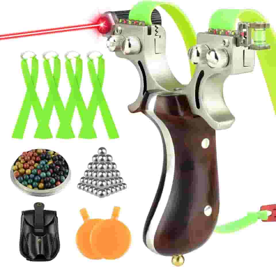 Slingshot, estilingue de aço inoxidável de couro plano de alta precisão profissional estilingue para caça conjunto de estilingue