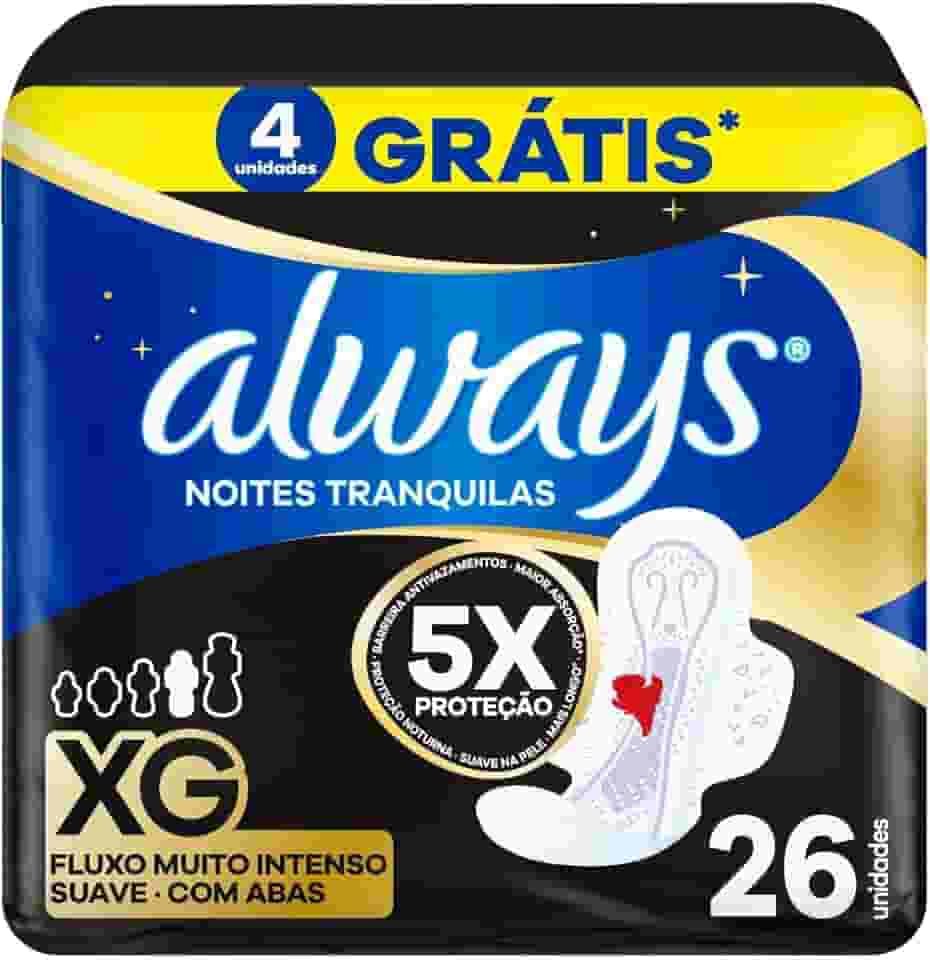 Absorventes Always Noites Tranquilas Suave XG 26 Unidades