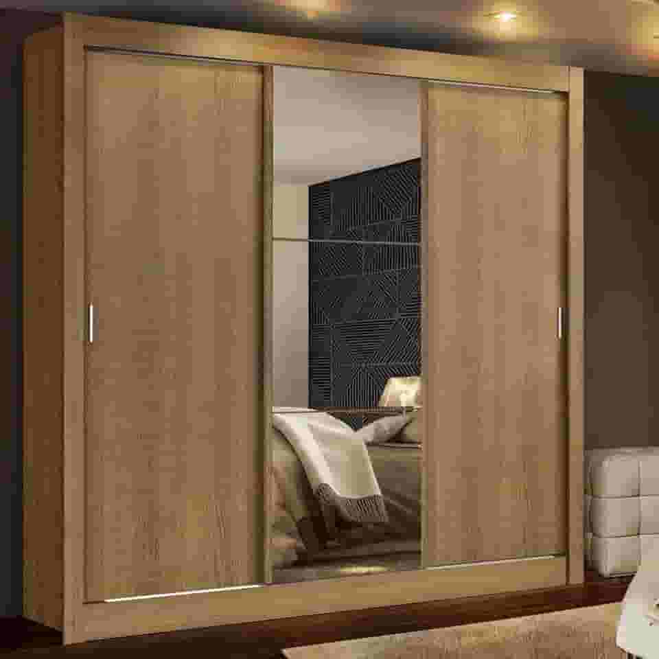 Guarda-roupa Casal Madesa Mônaco 3 Portas de Correr com Espelho - Rustic
