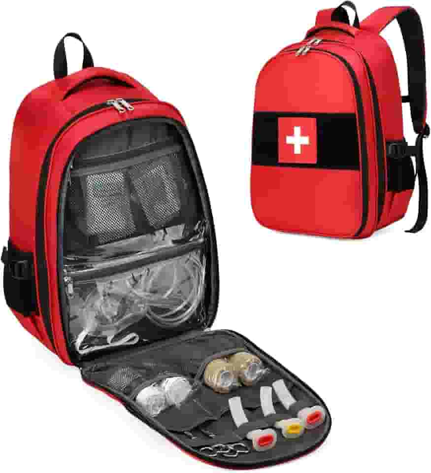 Gatycallaty First Aid Backpack Medical Emt Bag Empty Ems First Responder Organizer Emergency Survival Paramedic Home Health Adventure College Jump Hiking Trauma Bag Travel Car Camping Ambu