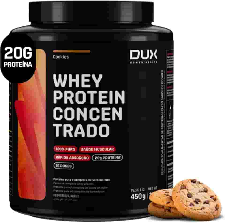 Whey Protein Concentrado Cookies Pote 450g – Contribui para o Ganho Muscular Hipertrofia – Dux Human Health