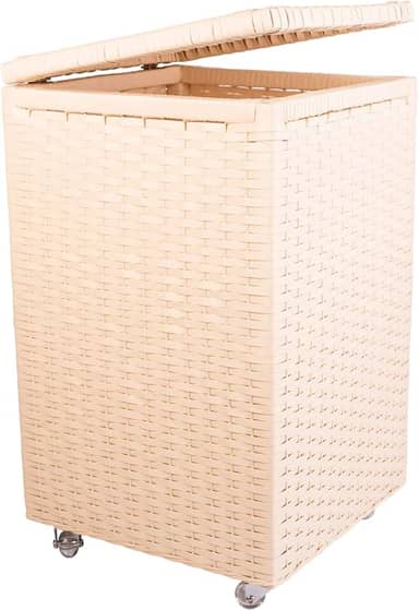 Cesto de Roupas 40x40x70 com Rodinhas 100 Litros Fibra Sintética (Palha)