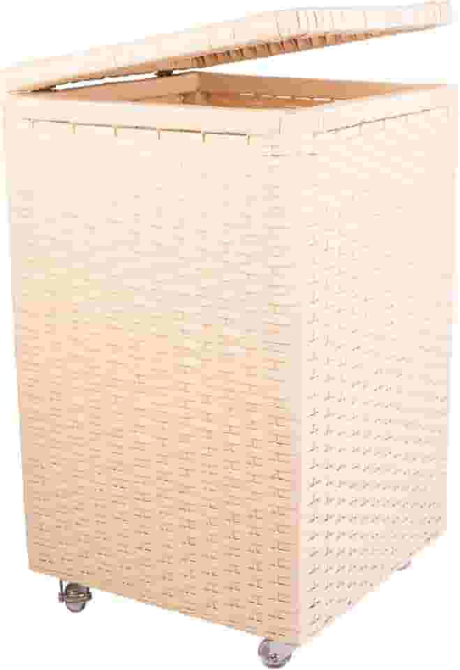 Cesto de Roupas 40x40x70 com Rodinhas 100 Litros Fibra Sintética (Palha)