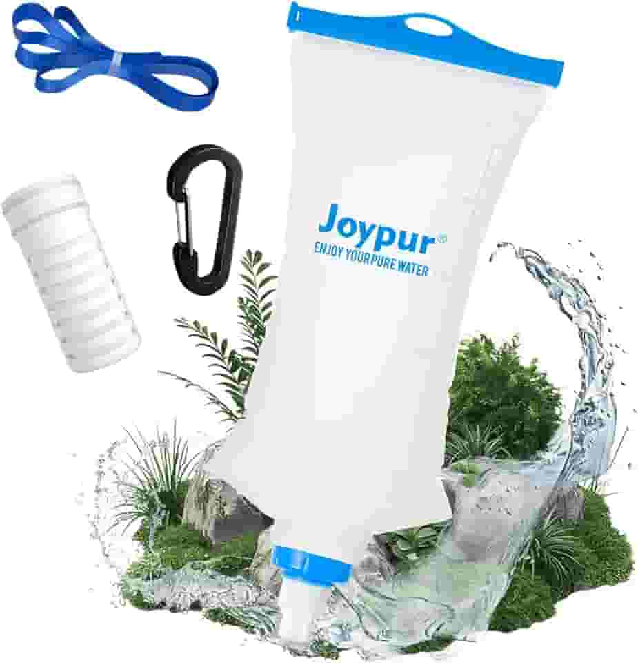 Filtro de água por gravidade para acampamento, sistema de filtragem de água de sobrevivência, purificador de água portátil para viagens, mochila e preparação para emergências, com membrana de