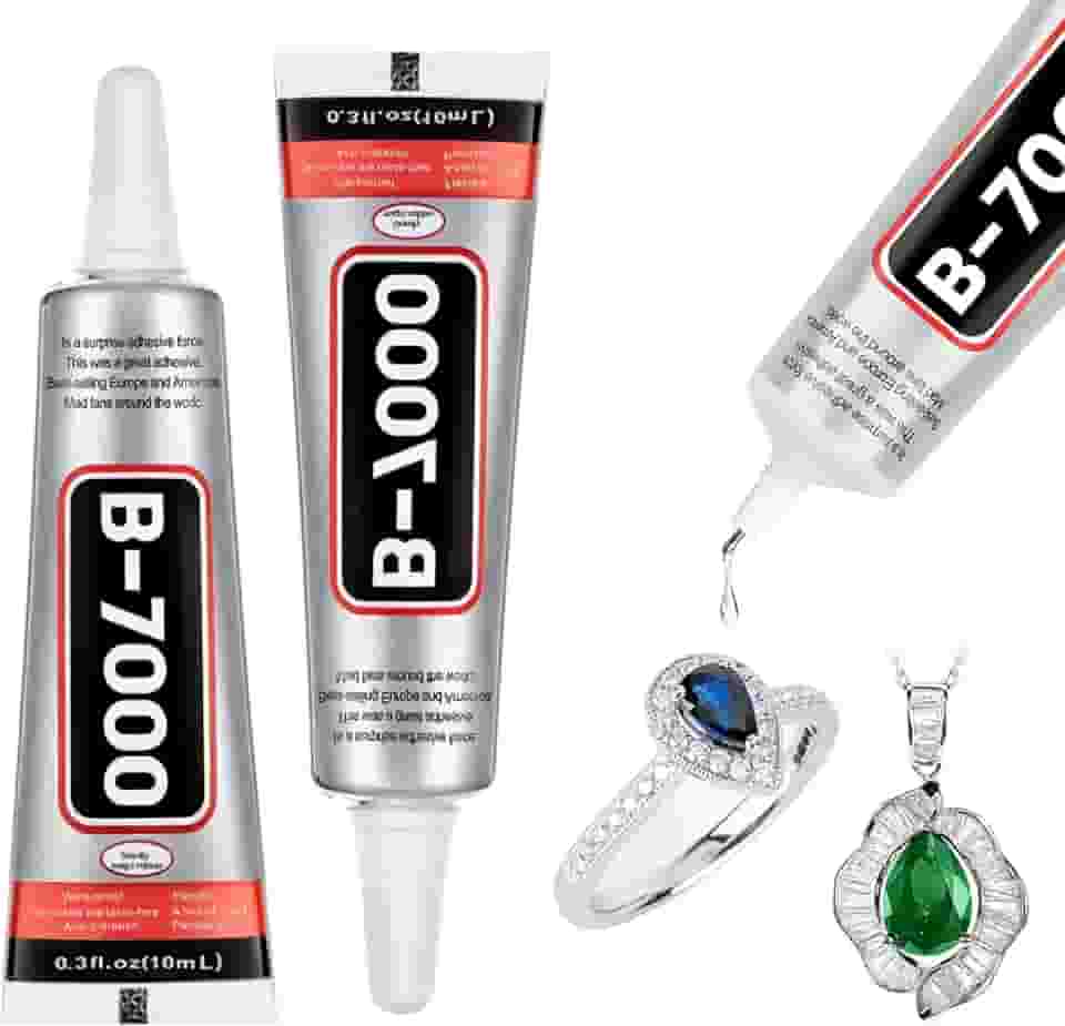 Cola para Joias para Metal e Pedra, 2 Peças 10Ml B7000 Adesivo de Alto Desempenho, Gel Autonivelante, À Prova D'Água, para Fazer Joias, Aplicação de Strass, Reparo de Tecido para Unhas