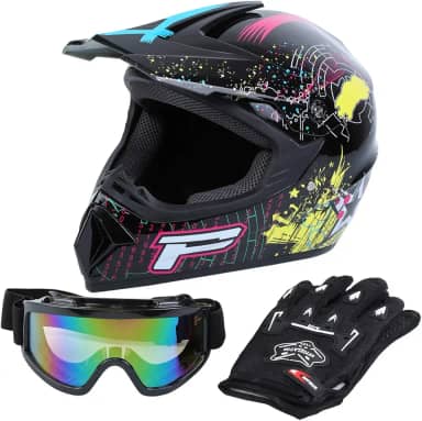 Samger DOT Capacete Offroad Adulto Capacete Motocross Dirt Bike ATV Motocicleta Capacete Luvas Óculos de Proteção Compatível com FMVSS 218