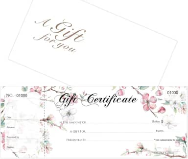 Conjunto de 25 vales de oferta em branco, vale de presente para empresas, Gift-Blossoms-PP, vem com envelopes correspondentes gratuitos, impressão de numeração sequencial