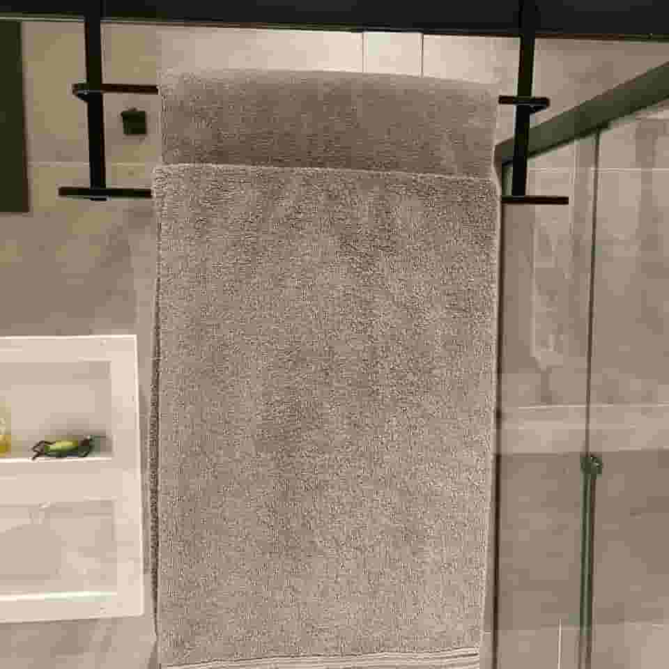 SUPORTE TOALHEIRO DUPLO PARA BOX BANHEIRO PORTA TOALHA DUPLO BOX REFORÇADO (Preto)