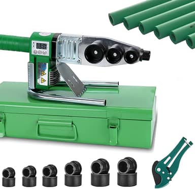 WINB Soldador de tubos de plástico, ferramenta de solda de tubo de plástico, máquina de solda de tubos PP, PP-R, PE, PP-C com cabeça de matriz de 0,79/0,98/1,26/1,57/1,97/6,2 cm