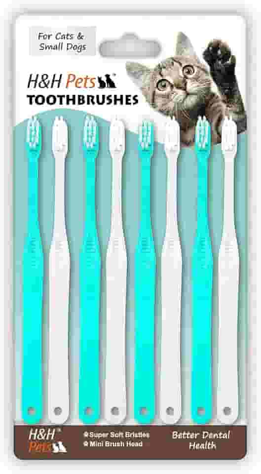 H&H Pets Escova de dentes para cães e gatos pequenos – Escova de dentes macia e extra pequena projetada para gatos, filhotes e cães de raça PP, como xícaras de chá, chihuahuas, Yorkshire e Poodle