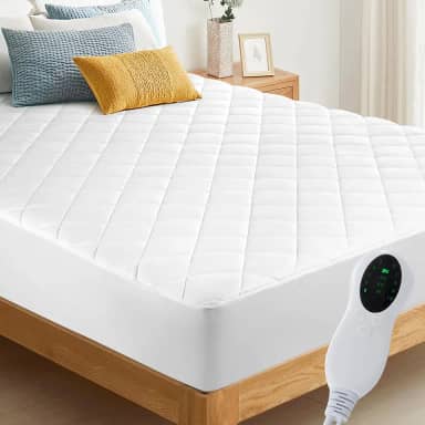 Colchão elétrico aquecido, tamanho casal, aquecedor de cama luxuoso, 10 configurações de aquecimento, desligamento automático de 2 a 4 a 8 horas, cabe em bolsos profundos de até 45 cm | Lavável na