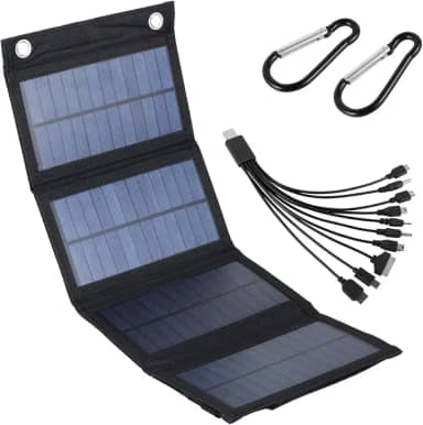 GUANSHANG Carregador dobrável de painel solar de 100 W IP65 à prova d'água USB carregador de energia solar com 2 ganchos e 1 adaptador leve para atividades ao ar livre ZZ (preto)