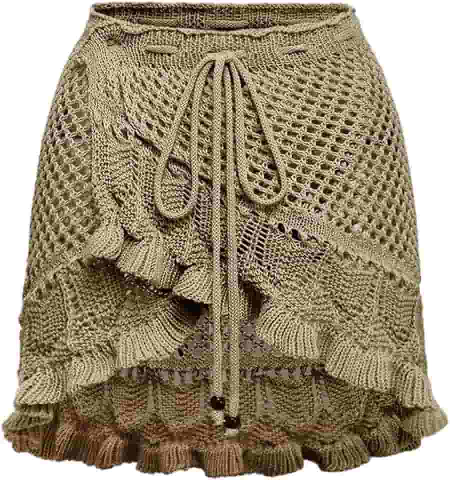 Saída de praia feminina de crochê, saída de praia vazada, saída de praia