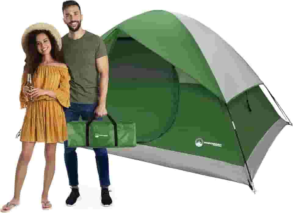 Barraca de acampamento para 4 pessoas com mosca de chuva e bolsa de transporte - Barracas familiares fáceis de abrir para acampamento, praia, caminhadas, mochilão, montanhismo e viagens de acampamento