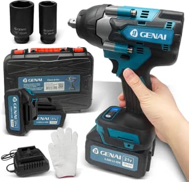 Chaves de Impacto Elétrica 21V com Função Furadeira, Torque 700NM, LED, Parafusadeira de Impacto com 2 Baterias, Inclui Maleta e 2 Soquetes