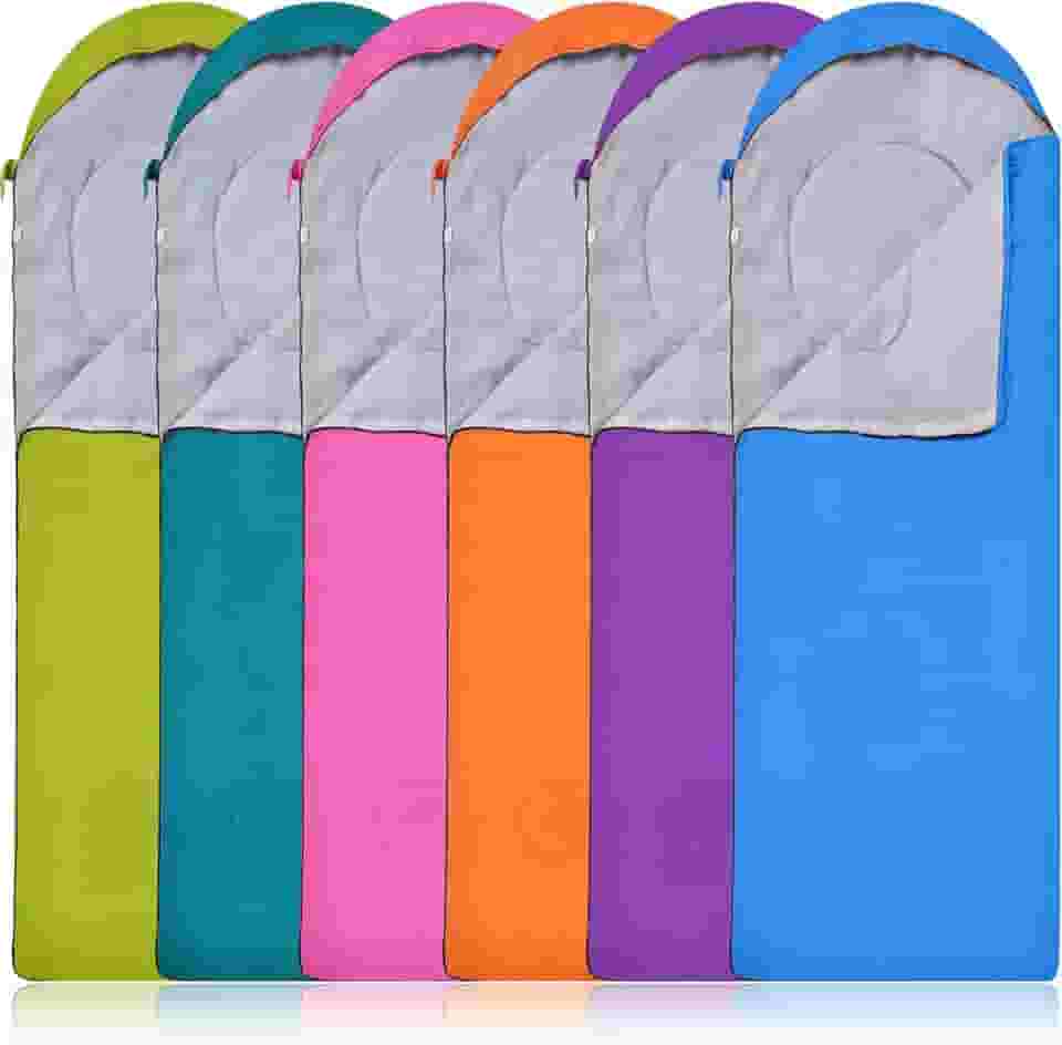 Macarrie Pacote com 6 sacos de dormir de acampamento a granel para adultos, saco de dormir para clima frio de 4 estações com saco de compressão, leve, impermeável, equipamento essencial para mochila