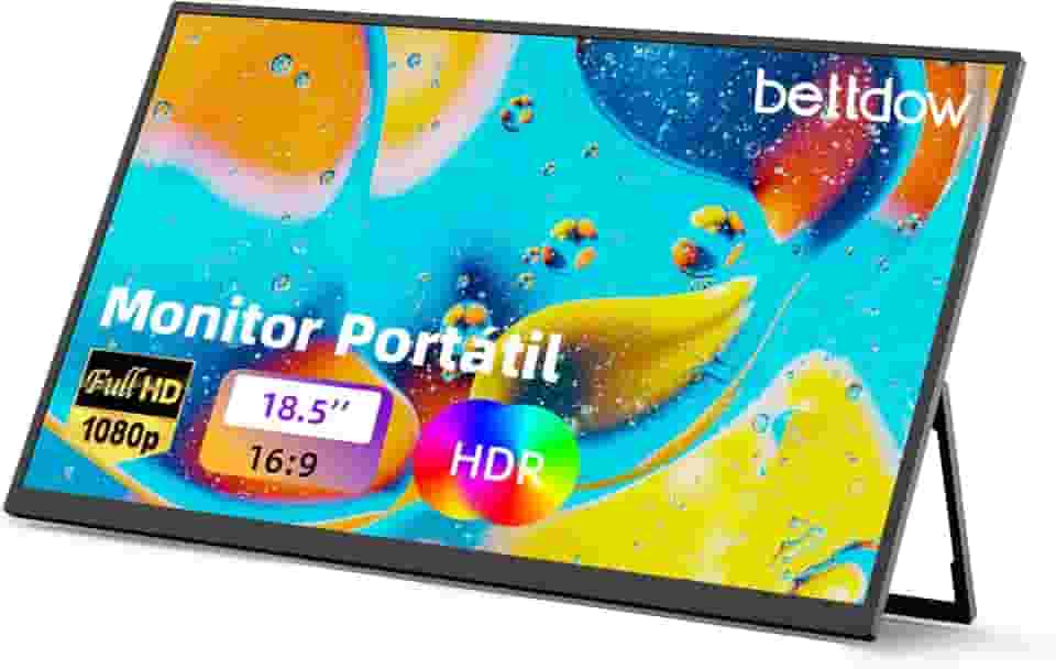 Monitor Portatil 18,5'', FHD 1080P Monitor Portátil Conectado Com USB C Dupla/HDMI, IPS Extensor De Tela para Notebook com VESA e Suporte de proteção, Plug and Play (18.5)