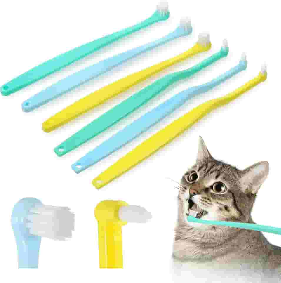 6 escovas de dentes para cães pequenos, gatos, cuidados dentários, animais de estimação, micro cabeça, escova de limpeza de dentes profundos, suprimentos de cuidados dentários, escova de dente
