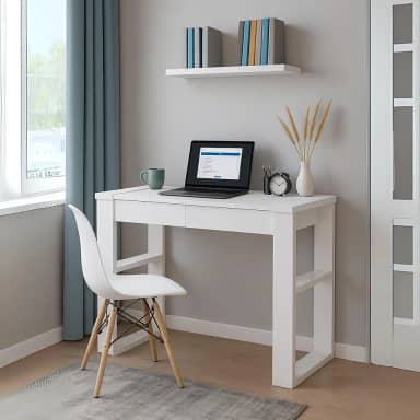 Escrivaninha Office Premium 100% Mdf Escritório 2 Gavetas Cor Carvalho Oro (Branco)