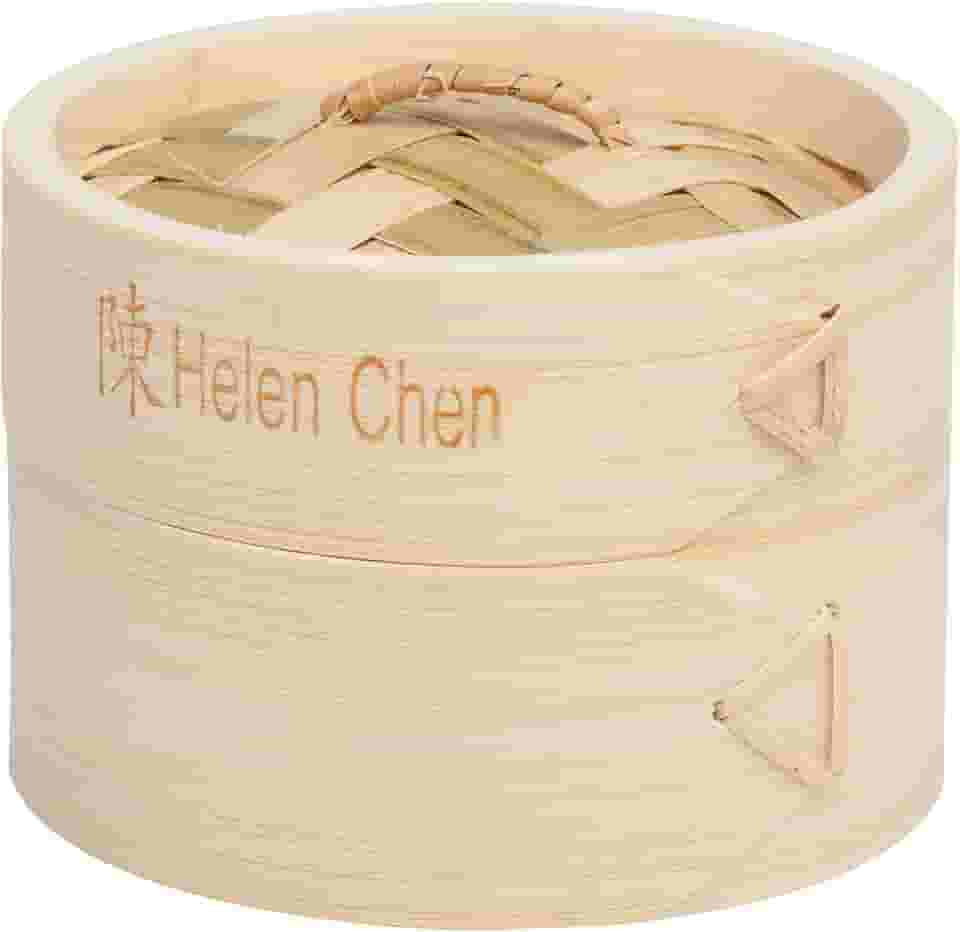 Helen's Asian Kitchen Vaporizador de alimentos Dim Sum com tampa, 10 cm, bambu natural