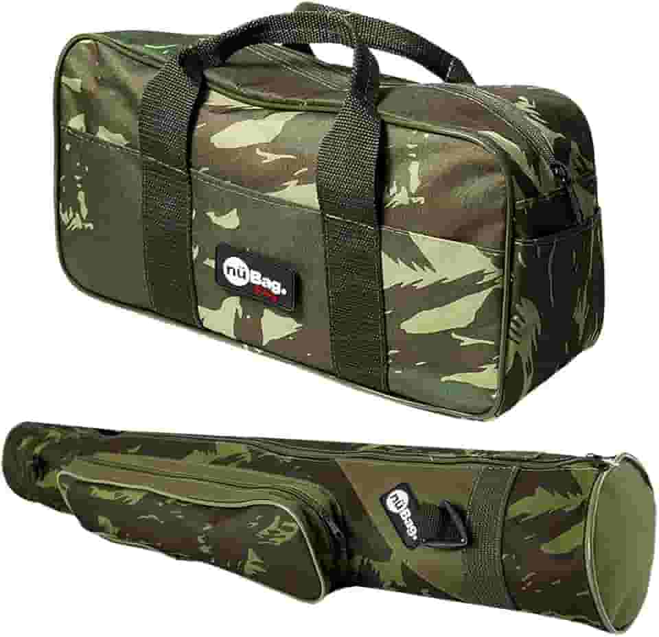 Kit Bolsa de Pesca e Protetor de Varas 1,50m Transporte Carretilhas Iscas Anzois Tralhas Acessórios Pescaria Nü Bag (Verde)