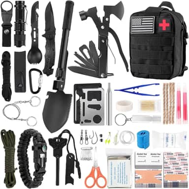 scosao 157Pcs Emergency Survival Kit and Equipment First Aid Kit, Professional Survival Gear Tool Tactical First Aid Kit with Molle Pouch, for Men Camping Outdoor Adventure Hiking Earthquake