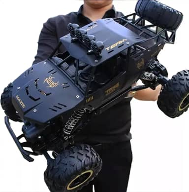 CARRINHO OFF ROAD METAL MONSTER TRUCK DE CONTROLE REMOTO, 37CM, COM TRAÇÃO INTEGRAL (4X4), DISTÂNCIA DE ATÉ 50 METROS
