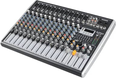 AMW L12 v3 Mesa de Som Analógica 12 canais Efeitos Efx DSP Mute Hi-Z Low Cut Player com Interface de áudio