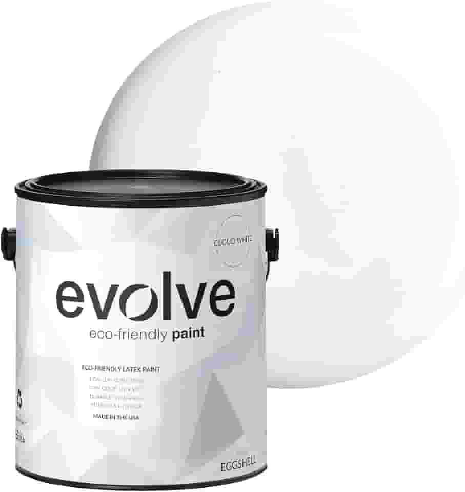 EVOLVE Tinta e primer ecológicos, brilho de casca de ovo para pintura interna e externa da casa (branco nuvem, 3,5 litros)