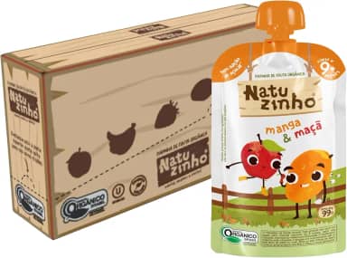Natuzinho, Kit com 6 Papinhas Orgânicas para Bebê, Sabor Maçã e Manga, Sem Açúcar, Aditivos ou Conservantes, Ideal para Introdução Alimentar, 99g cada