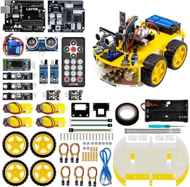 LAFVIN Kit de carro multi-robô 4WD atualizado V2.0 Robô STEM / robô de programação gráfica compatível com Arduino IDE com tutorial