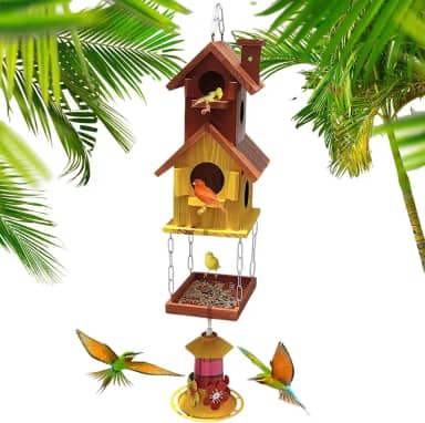 Casa De Passarinho E Comedouro Bebedouro Beija Flor Jardim Duplex