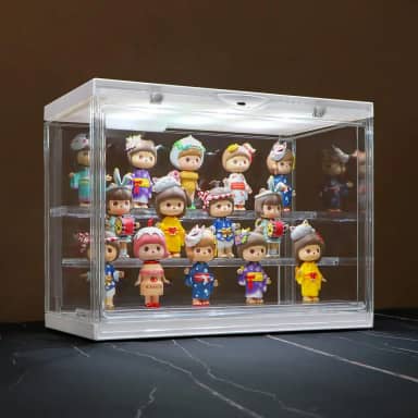 Naconmlet Vitrine De Acrílico Transparente Para Miniaturas E Funko Pop - Com Iluminação Led, À Prova Poeira, Prateleiras Removíveis, Vitrines Empilháveis, Mini Brinquedos Colecionáveis