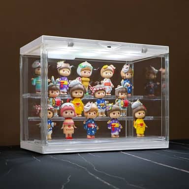 Naconmlet Vitrine De Acrílico Transparente Para Miniaturas E Funko Pop - Com Iluminação Led, À Prova Poeira, Prateleiras Removíveis, Vitrines Empilháveis, Mini Brinquedos Colecionáveis