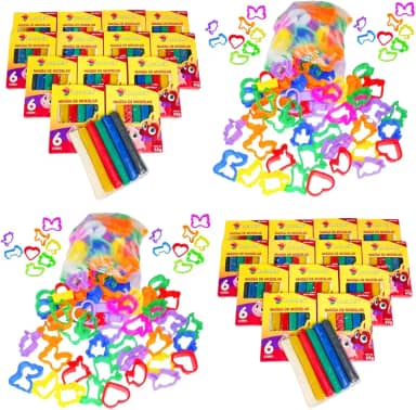 Kit 20 Massinha de Modelar + 50 Cortador Molde Forminha Kit Festa Lembrancinha Prenda