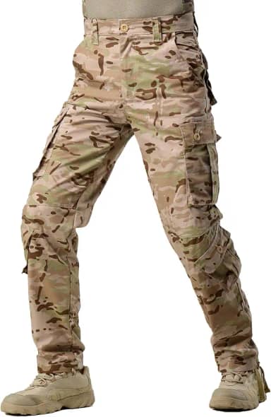 Calça cargo masculina camuflada, militar, tática, ripstop, caminhada, leve, para uso ao ar livre, com vários bolsos
