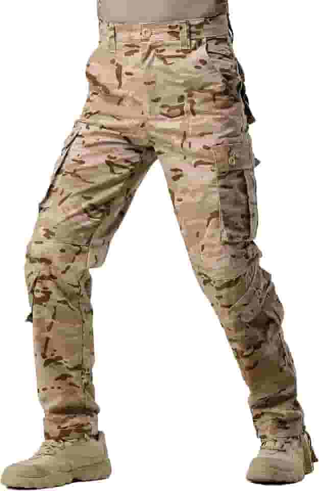 Calça cargo masculina camuflada, militar, tática, ripstop, caminhada, leve, para uso ao ar livre, com vários bolsos