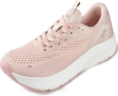 Sapatos femininos com bico largo, suporte de arco, tênis para corrida, caminhada, atlético, ortopédico, fascite plantar, treino, com almofada grossa, sola de gota zero, rosa, 6 Wide