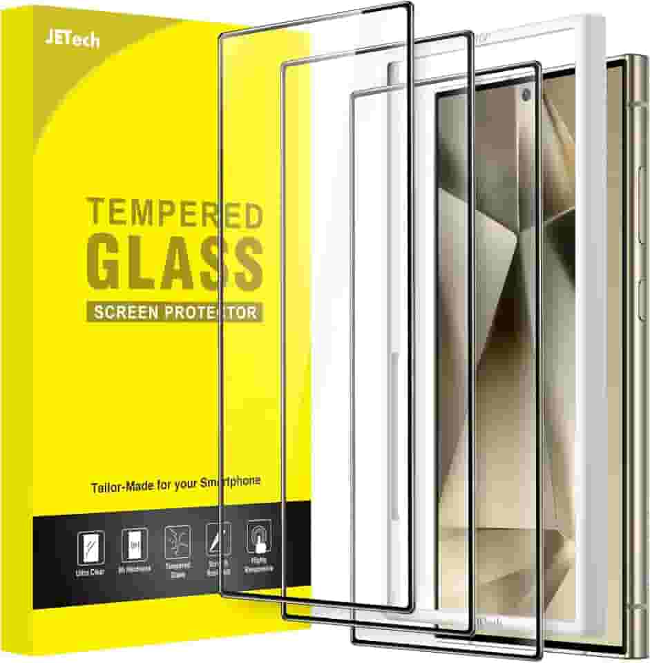 JETech Película de Vidro Temperado de Cobertura Total para Samsung Galaxy S24 Ultra 5G 6,8 Polegadas, Protetor de Tela com Ferramenta, HD Claro, Pacote com 3