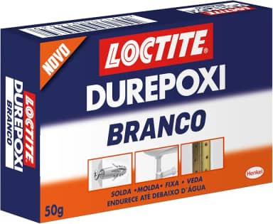 Loctite Massa Adesiva Durepoxi Branco, Massa Epóxi para reconstrução, modelagem, fixação e vedação, Resina Epóxi para uso doméstico, profissional e de artesanato, Cola Moldável, 1x50g