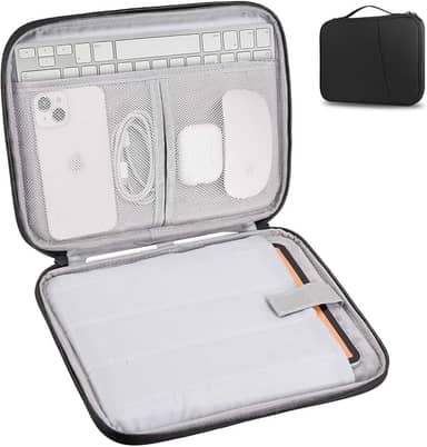 Bolsa de transporte para tablet de 9 a 11 polegadas para iPad Pro 11 (2022-2018), iPad 10,9 (10ª geração), iPad Air (5/4ª geração), Galaxy Tab A8/A7/S8/S7, bolsa protetora com bolso (preto)