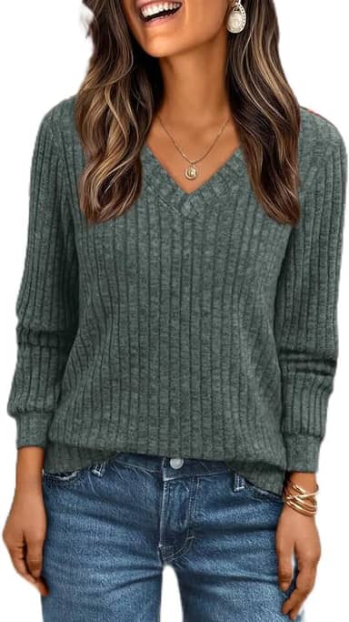 Camisetas femininas de manga comprida, gola V, túnica de outono, camisetas básicas, elegantes, casuais, roupas modernas, roupas modernas de Natal 2025