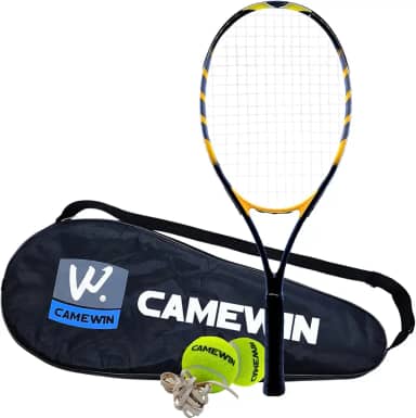 Kit Raquete de Tênis Amarelo 26 Polegadas Camewin Fibra de Carbono com Estojo + 2 Bolinhas de Tênis