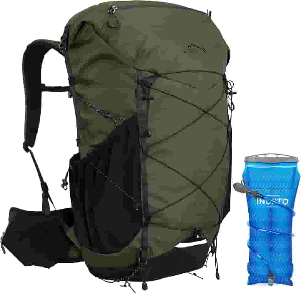 IX INOXTO Mochilas com estrutura interna de caminhada de 45 L com bexiga de água de 3L e capa de chuva para acampamento, mochila, viagem