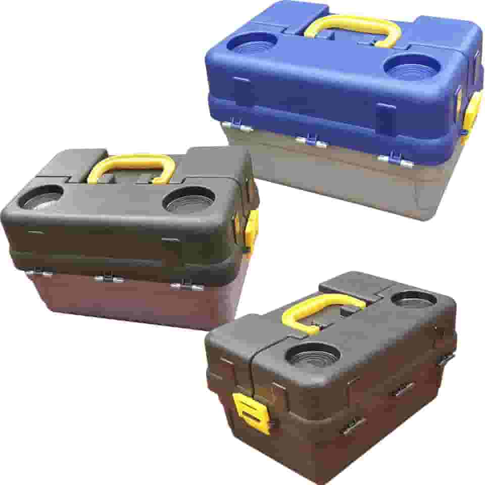 Maleta Pesca HI 6 Bandejas Caixa Pescaria Grande (Azul e Cinza)